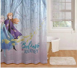 NEW Disney Frozen II Elsa and Anna 72 x 72 Kids Fabric Shower Bathtub Cu…